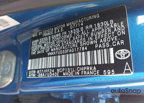 2015 Toyota Yaris Se из США, поврежденный, VIN VNKKTUD33FA017784